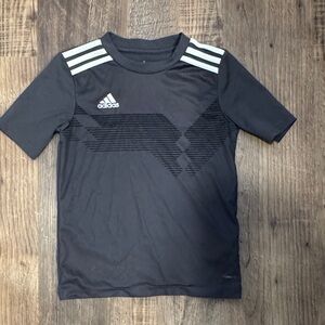 Adidas Kids Charcoal and White Striped Tee